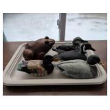 Miniature Duck and Frog Carvings