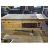 Heavy Wooden Workbench with Drawers and Storage, 9
