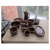 Brown Glazed Stoneware Dinnerware, Including Coffe