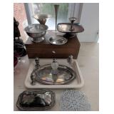 Silver-Plated Tableware Including Bowls, Trays, an