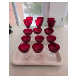 16 Ruby Red Glass Goblets and Stemware