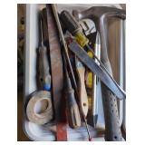 Hand Tools Including Screwdrivers, Hammer, and Fil