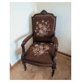 Victorian Needlepoint Armchair With Carved Wood Fr