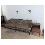 Victorian Sofa with Floral Upholstery and Pair of
