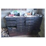 Metal Multi-Drawer Storage Cabinet with Contents