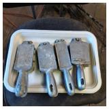 Four Cast Iron Mold Handles with Markings