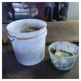Plastic Buckets Containing Assorted Nails and Scre