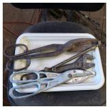 Hand Tools Including Tin Snips, Adjustable Wrench,