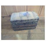 Vintage Domed Trunk with Metal Hardware, 28 x 16.5