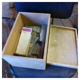 Wooden Box With Assorted Metal Files and Sharpenin