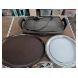 Electric Skillet with Power Cord and Two Serving T