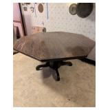 Large Vintage Octagonal Wood Table with Pedestal B