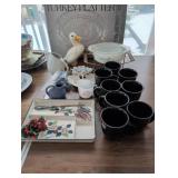 Kitchenware Lot with Turkey Platter, Mugs, Decorat