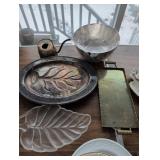 Silver Plate Roasting Dish with Brass Accents, 16