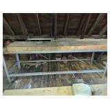 8-Foot Wooden Workbench with Metal Frame