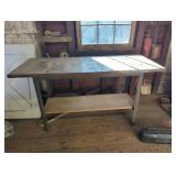 Metal-Base Workbench with Wood Top, 60 in x 24 in