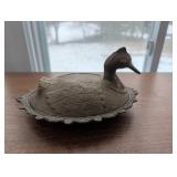 Brass Lidded Duck-Shaped Dish, 9 in Long