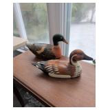 Painted Wooden Duck Decoys, 15 in and 16 in Long