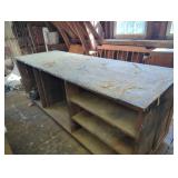 Large Wooden Workbench with Storage Shelves, 95 In