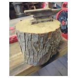 Miniature Metal Anvil Mounted on Tree Log Base