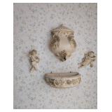 Wall-Mounted Ceramic Water Basin with Cherub Decor