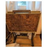 Vintage 1970s Wood Grain TV Trays with Metal Holde