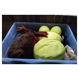 Plastic Storage Bin With Assorted Plush Toys