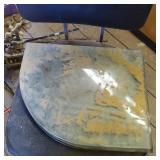 Three Curved Transparent Panels with Sand Residue,