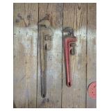 Two Adjustable Pipe Wrenches, Metal Construction