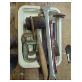 Tools Including Hammer, C-Clamps, and Wrench