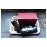 Vintage Hydraulic Jack, Metal Storage Box, and Aut