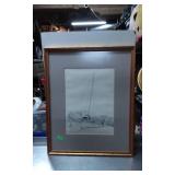 Framed Print of Sailboat Drawing, Signed and Numbe