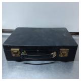Black Leather Briefcase with Brass Hardware and Ha