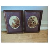 Two Framed Pressed Flowers with Oval Centerpieces