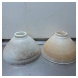 Two Frosted Glass Lamp Shades with Textured Surfac