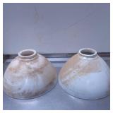 Two Ribbed Glass Light Shades with 10-Inch Diamete
