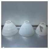 3 Ribbed Milk Glass Light Shades with Tapered Desi