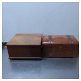 Wooden Storage Boxes Set With Hinged Lids and Deco