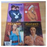 Four 1960s Playboy Magazines with Varied Cover Art