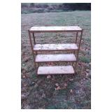 Metal-Looking Wooden Shelf Unit With Four Tiers