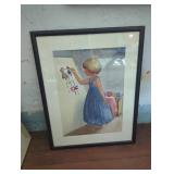 Framed Watercolor of a Girl Painting, 24 x 19 Inch
