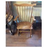Oak Charles Rocker with Spindle Back and Turned Le