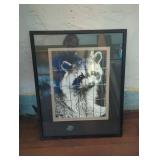 Framed Black and White Photograph of Raccoon