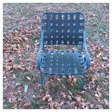 Outdoor Metal Chair With Woven Design, 34 Inches T