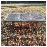 Wooden Outdoor Table With Umbrella Hole and Visibl