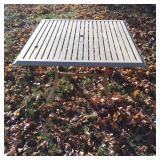 Wooden Outdoor Square Patio Table with Slatted Des