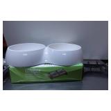 Two Dual Dog Bowl Sets with One Metal Holder