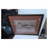 Framed Watercolor Duck Artwork Signed by Carol J.