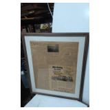 Framed Vintage Newspaper Page with Buick Advertise