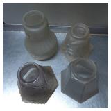 Four Frosted Glass Lampshade Fixtures with Geometr